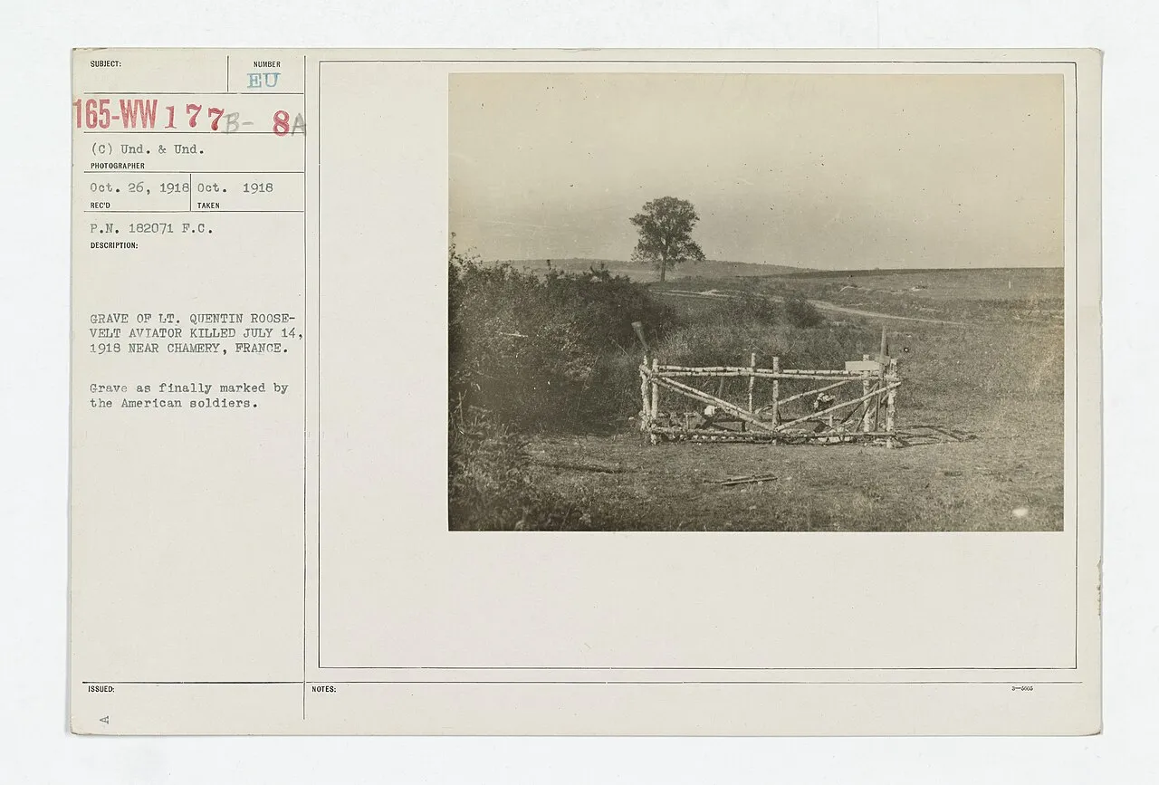 Quentin Roosevelt's grave in a field near Chamery, France