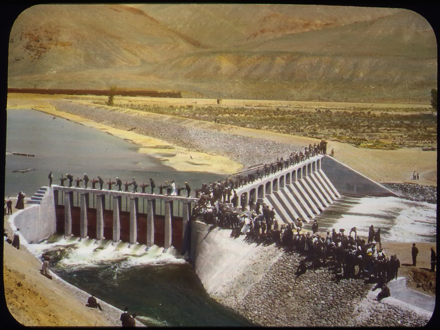 Derby Dam diverting the Truckee River into an irrigation canal across arid Nevada desert land
