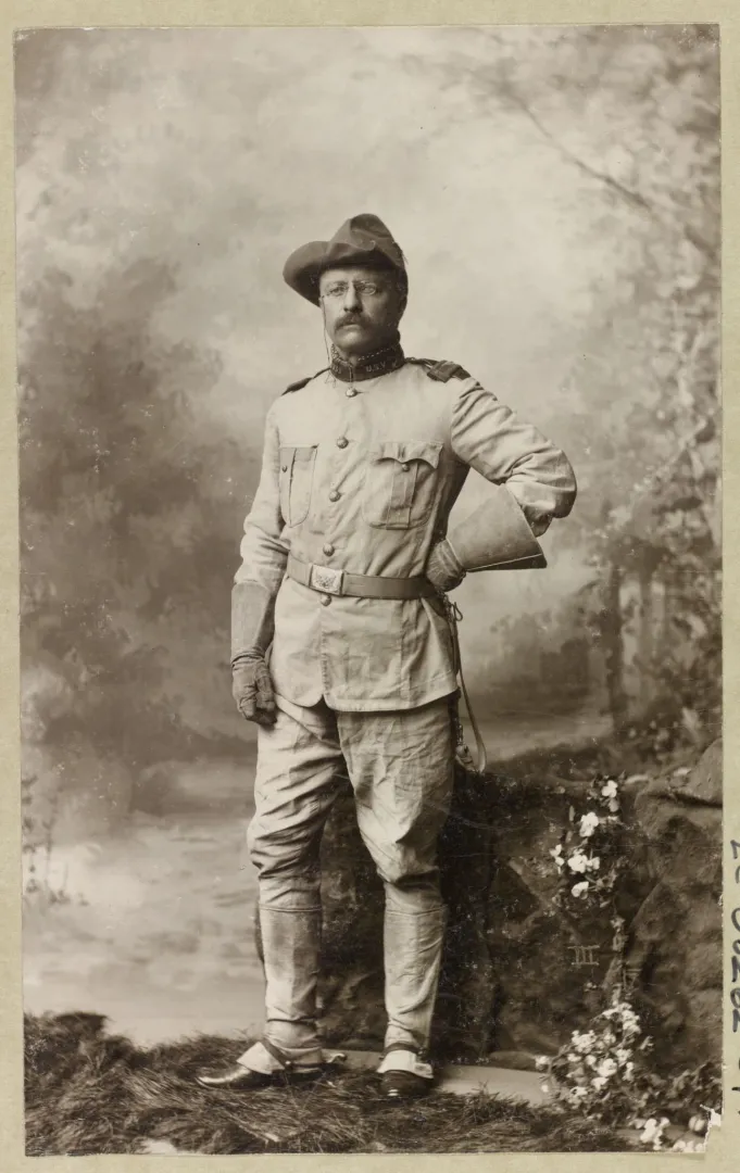 Colonel Theodore Roosevelt in his Rough Rider uniform, full length