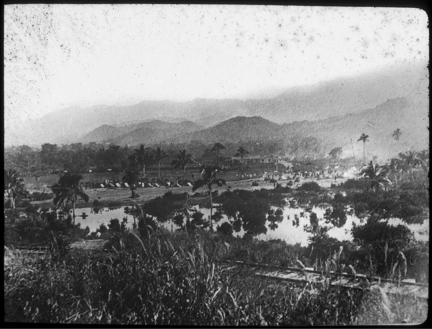 A distant view of the Spanish positions and valley before Santiago, Cuba