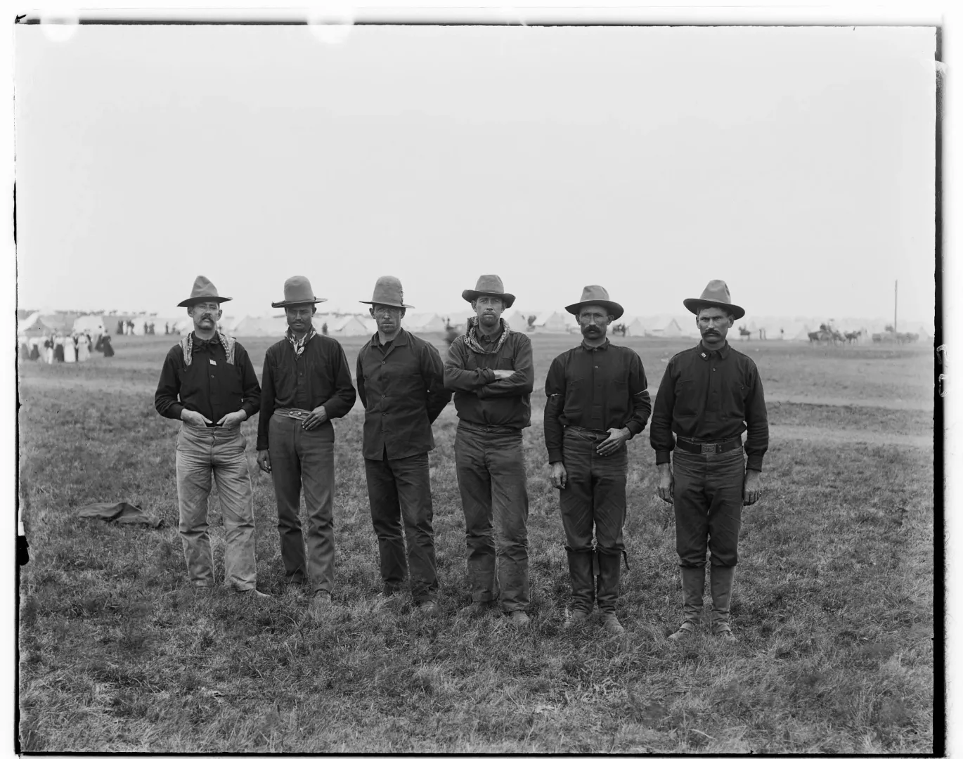 A group of Rough Rider bronco-busters from the Western territories