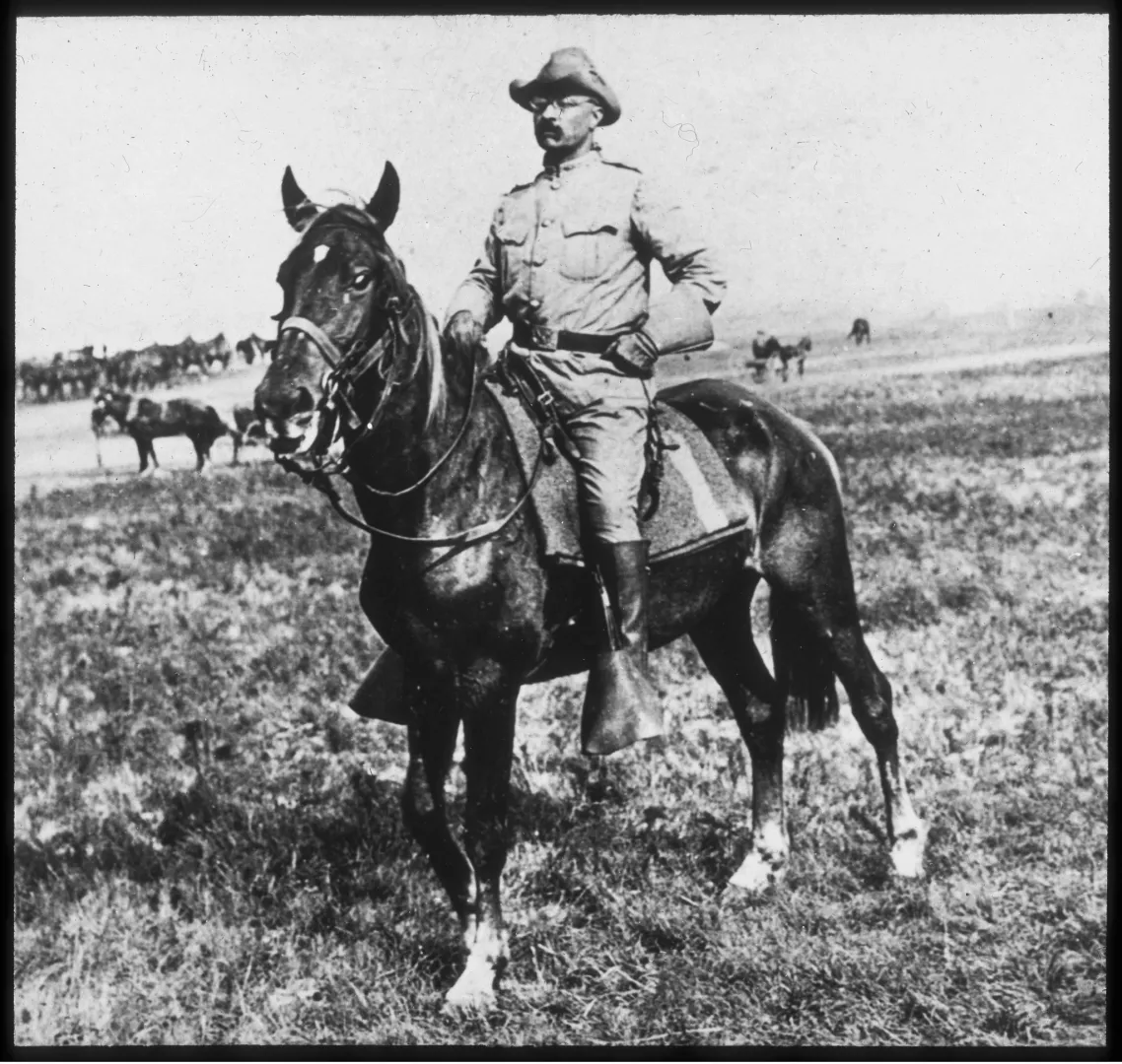 Colonel Roosevelt mounted on his horse Little Texas in Cuba