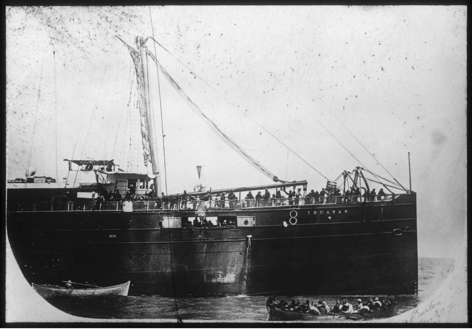 Troops crowded aboard the transport ship Yucatan
