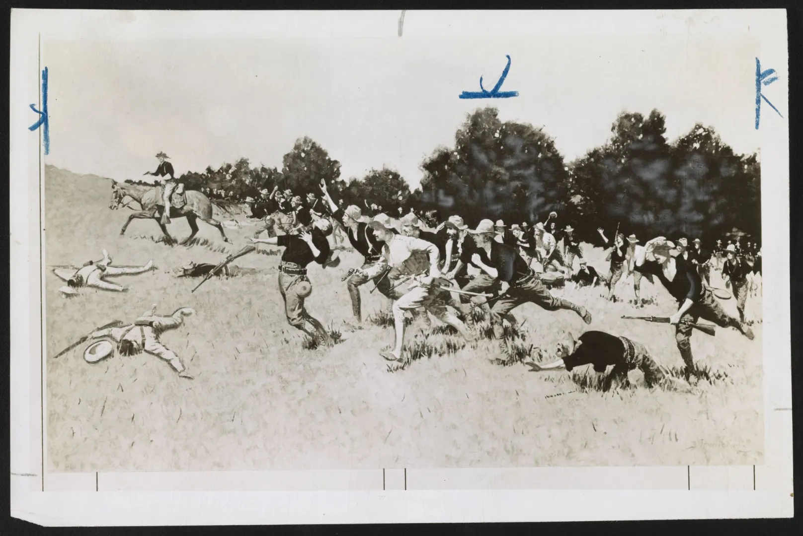A depiction of the Rough Riders' charge up San Juan Hill