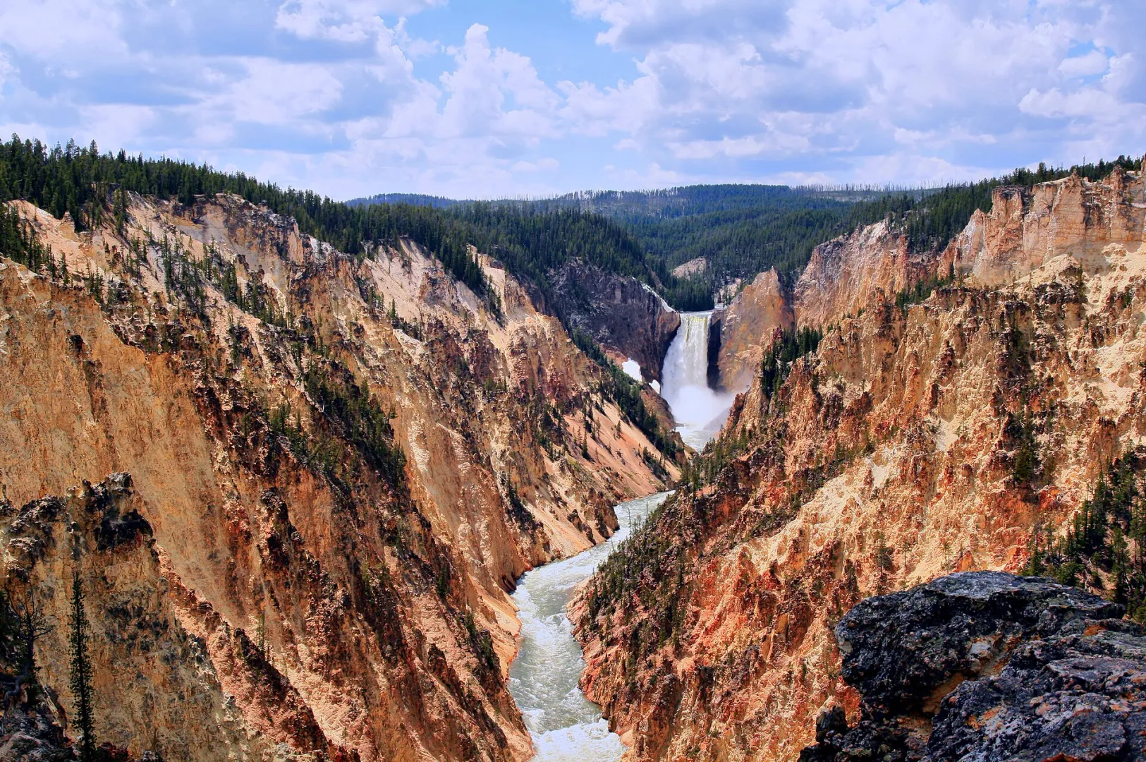 The Lower Falls plunging into the Grand Canyon of the Yellowstone
