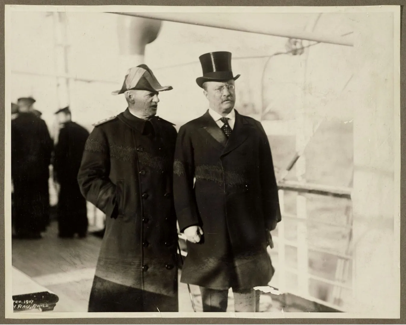 President Roosevelt on deck with Rear Admiral Robley Evans