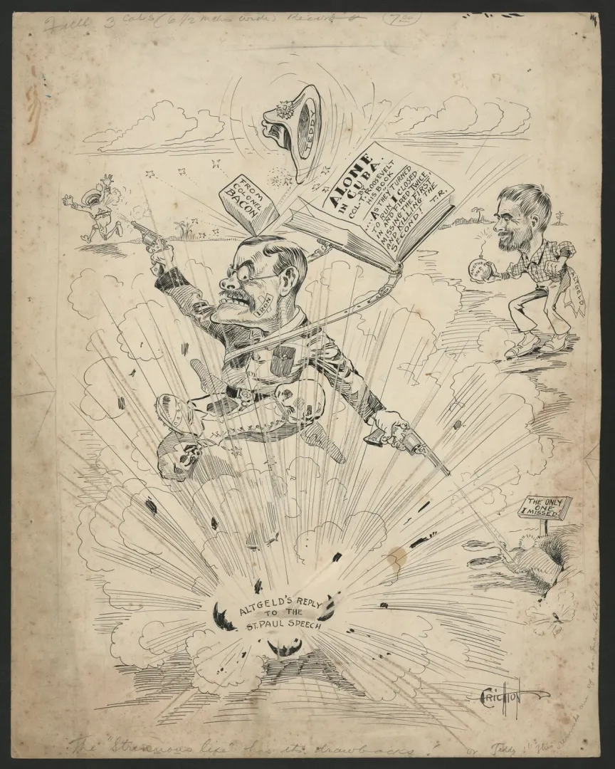 Cartoon captioned The strenuous life has its drawbacks