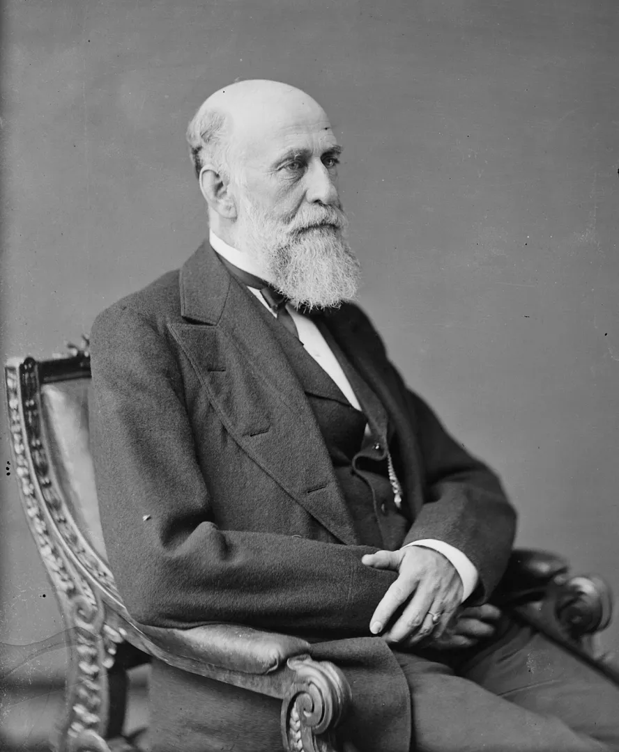 Studio portrait of Senator George F. Edmunds, seated