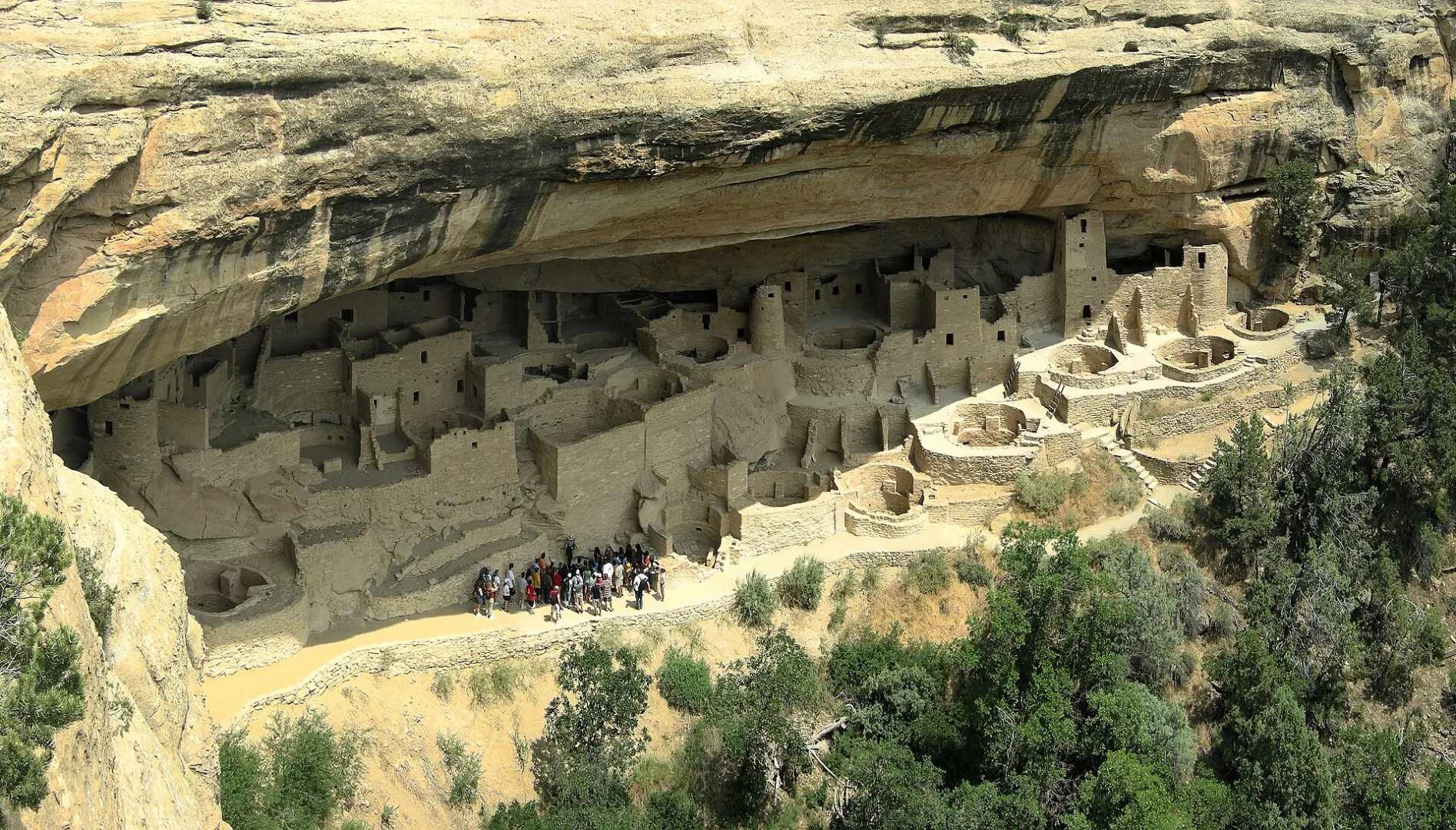 The ancient cliff dwelling of Cliff Palace at Mesa Verde, Colorado
