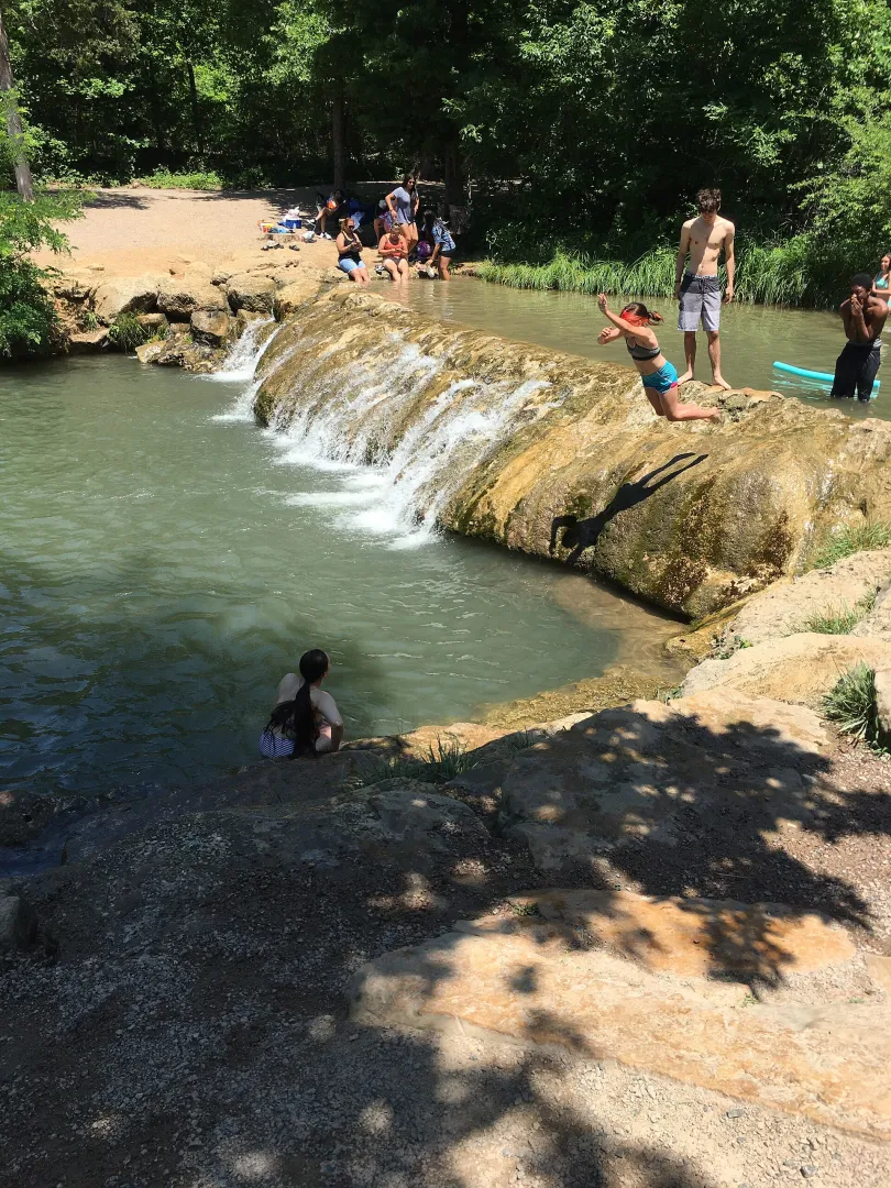 Water cascading over Little Niagara at the mineral springs of the former Platt National Park, Oklahoma