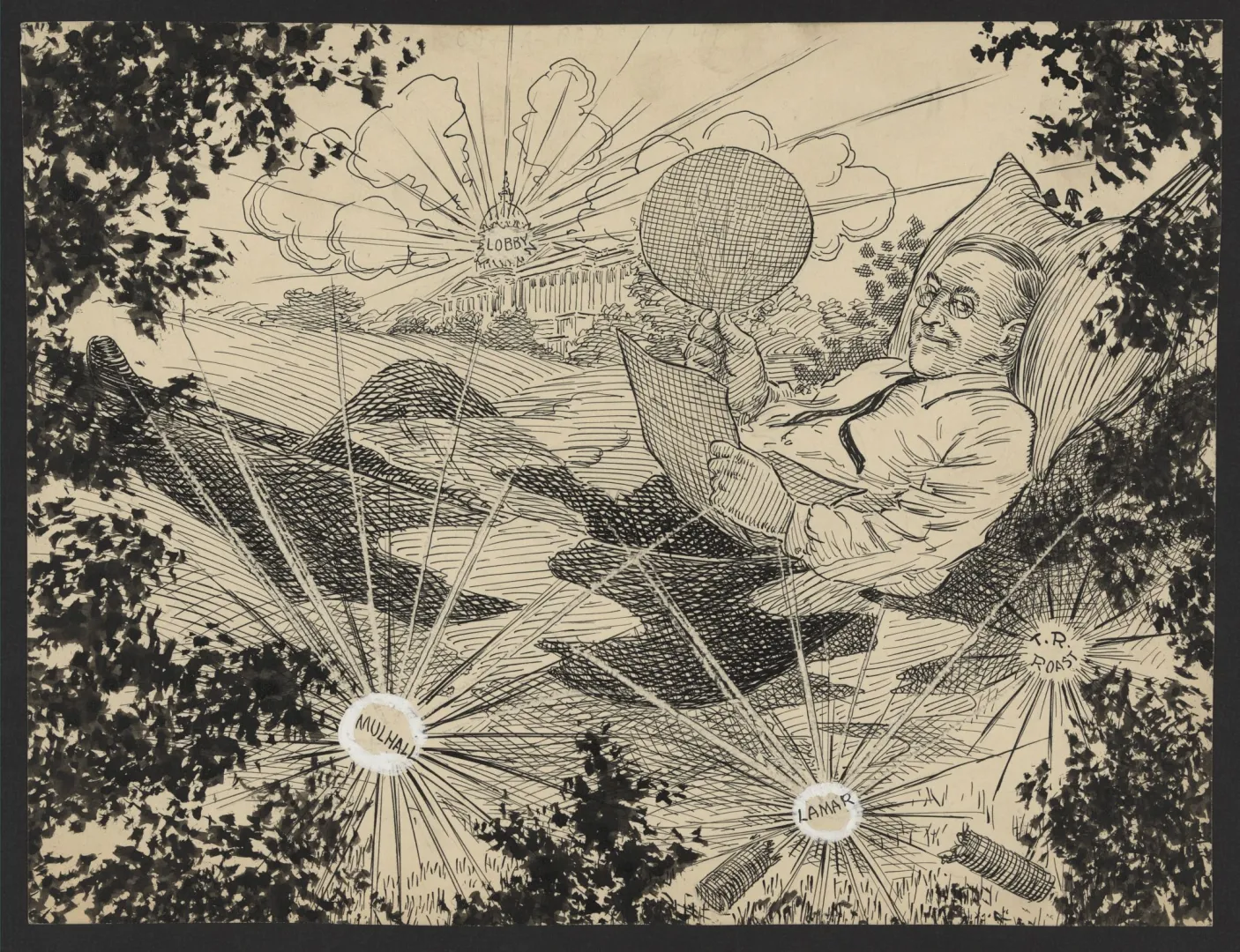 Cartoon mocking President Wilson's inaction as war engulfed Europe