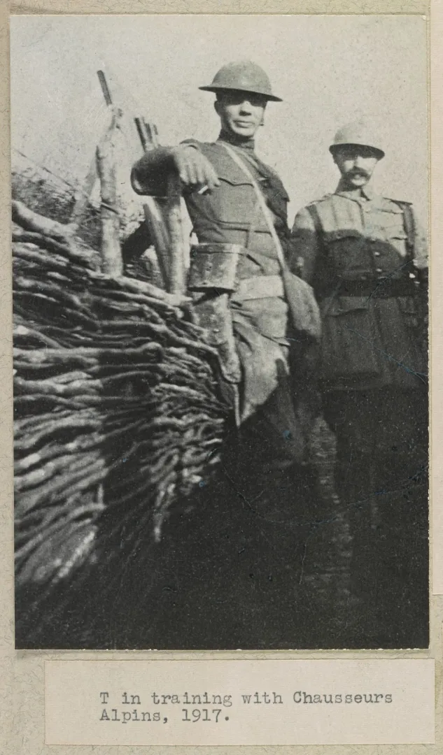 Theodore Roosevelt Jr. training with French Chasseurs Alpins, 1917