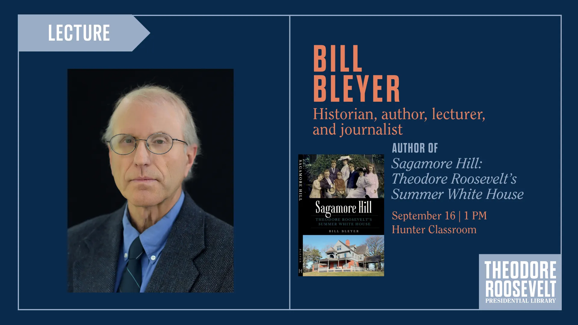 Promotional graphic for Bill Bleyer's September 16 lecture