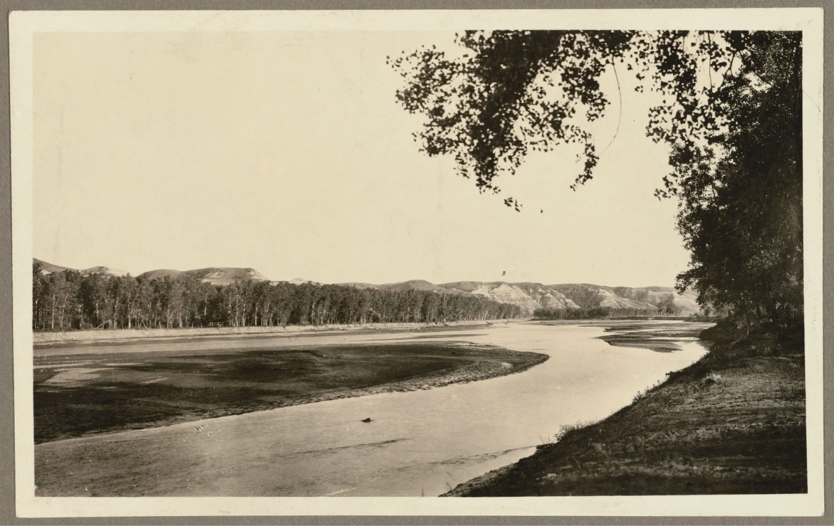 Historic photograph of the Little Missouri River at the Elkhorn Ranch