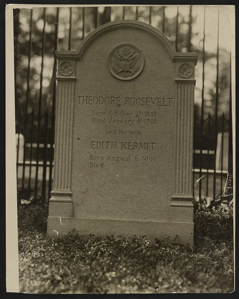 The tombstone on Theodore Roosevelt's grave at Oyster Bay.