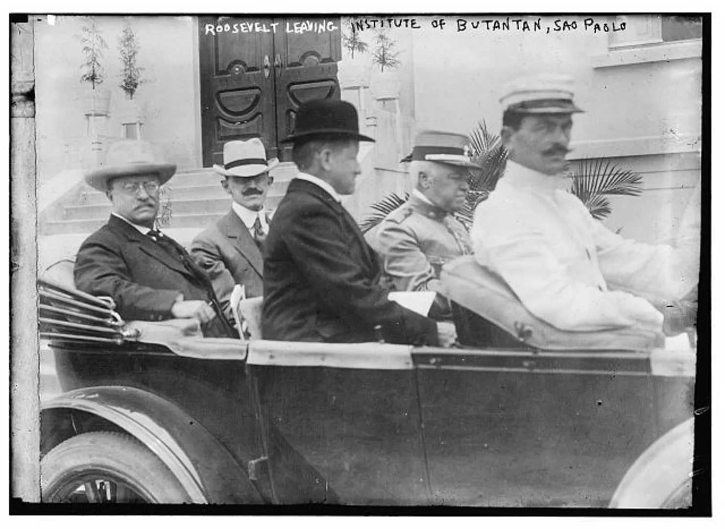 Theodore Roosevelt leaving the Butantan Institute in São Paulo, Brazil