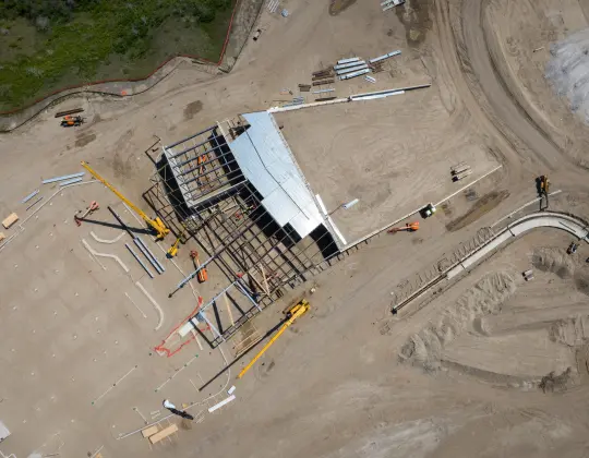 Overhead view of the construction site