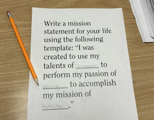 Photograph of a completed Teach with TR educational activity