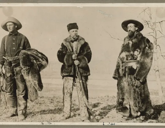 Wilmot Dow, Theodore Roosevelt, and Bill Sewall at the Elkhorn Ranch
