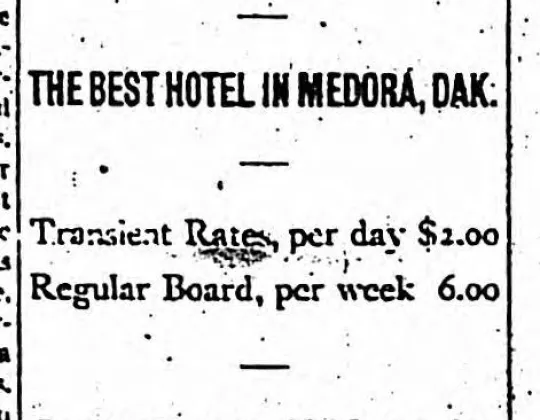 Advertisement for the Hotel De Mores in The Bad Lands Cow Boy