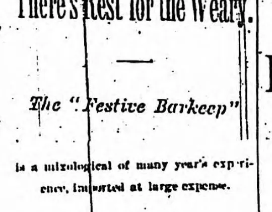 Advertisement for Little Tom's Saloon in The Bad Lands Cow Boy: There's Rest for the Weary