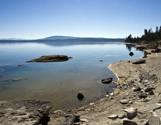 Yellowstone Lake seen from the shore at West Thumb