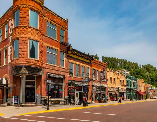 Brick buildings along Main Street in Deadwood's historic district