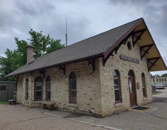 The old stone railroad depot in Wisconsin Dells
