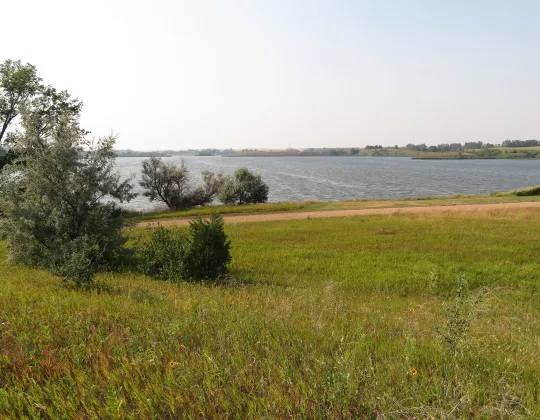 Sweetbriar Lake beside Interstate 94 between Bismarck and Medora
