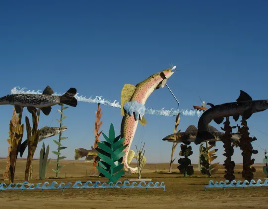 A giant scrap-metal sculpture beside the Enchanted Highway
