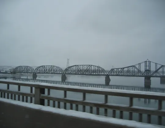 A bridge crossing the Missouri River at Pierre