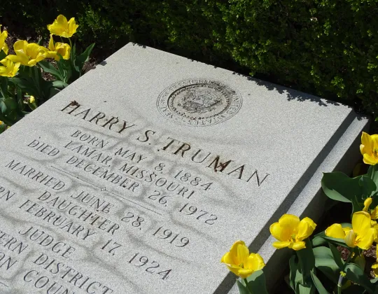The stone ledger marking Harry S. Truman's grave