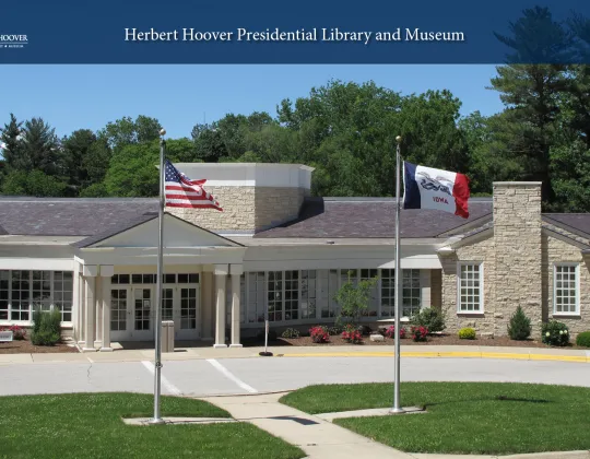 The low stone building of the Herbert Hoover Presidential Library and Museum
