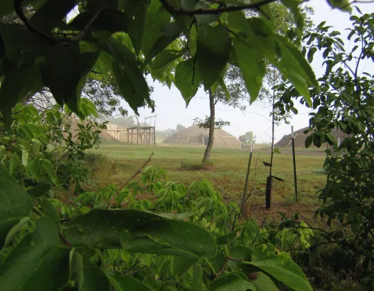 Reconstructed earthlodges at On-A-Slant Village