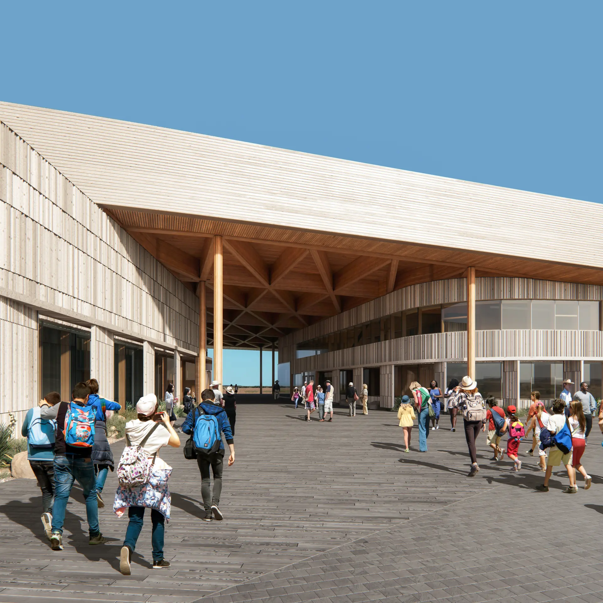 Kids approaching Library