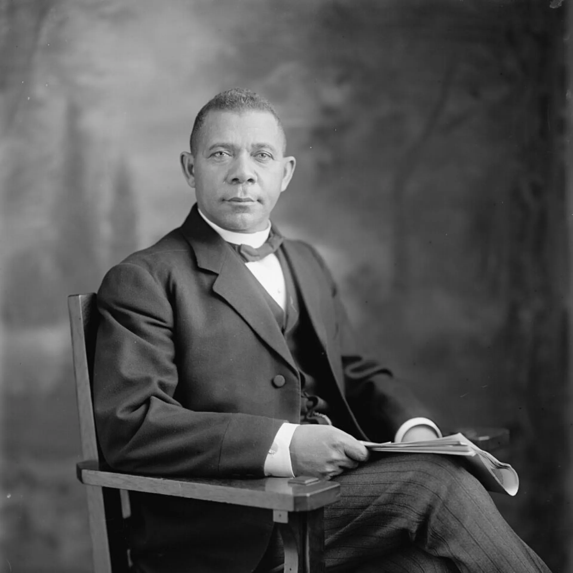 Formal seated portrait of Booker T. Washington