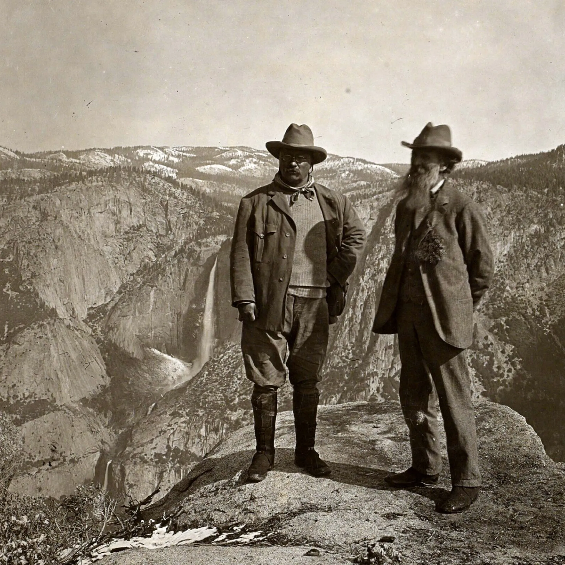 Theodore Roosevelt and John Muir at Glacier Point, Yosemite, 1903